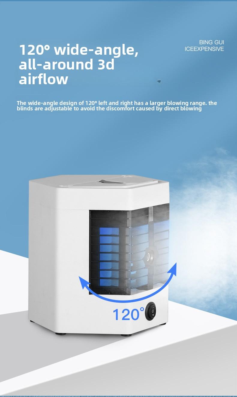 USB Powered Mini Air Cooler - Quiet Operation Home Appliance with Adapter, Mist Cooling, Fine Atomization Spray, Humidity Boost, 17x17x17 cm Compact Form, Tabletop Cooling Sleep Aid for Hot Weather