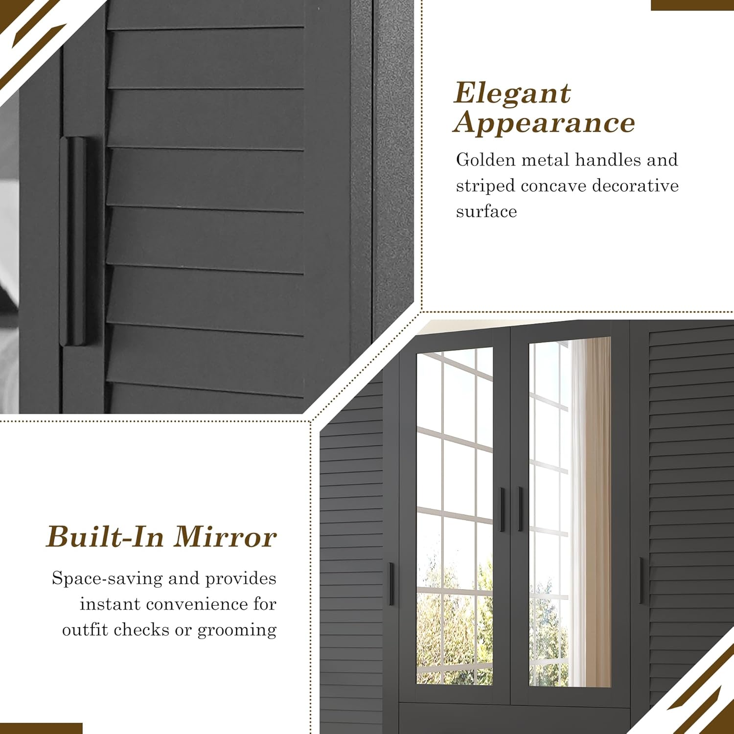 2/3/4 Door Armoire Wardrobe Closet Cabinet with Drawers and LED Lights, Multi-Tier Shelves, Hanging Rod & Louver Doors, Large Capacity Storage Wardrobe Armoire for Bedroom(Black/white) 2/3/4 Door Armoire Wardrobe Closet Cabinet with Drawers and LED Lights, Multi-Tier Shelves, Hanging Rod & Louver Doors, Large Capacity Storage Wardrobe Armoire for Bedroom(Black/white)