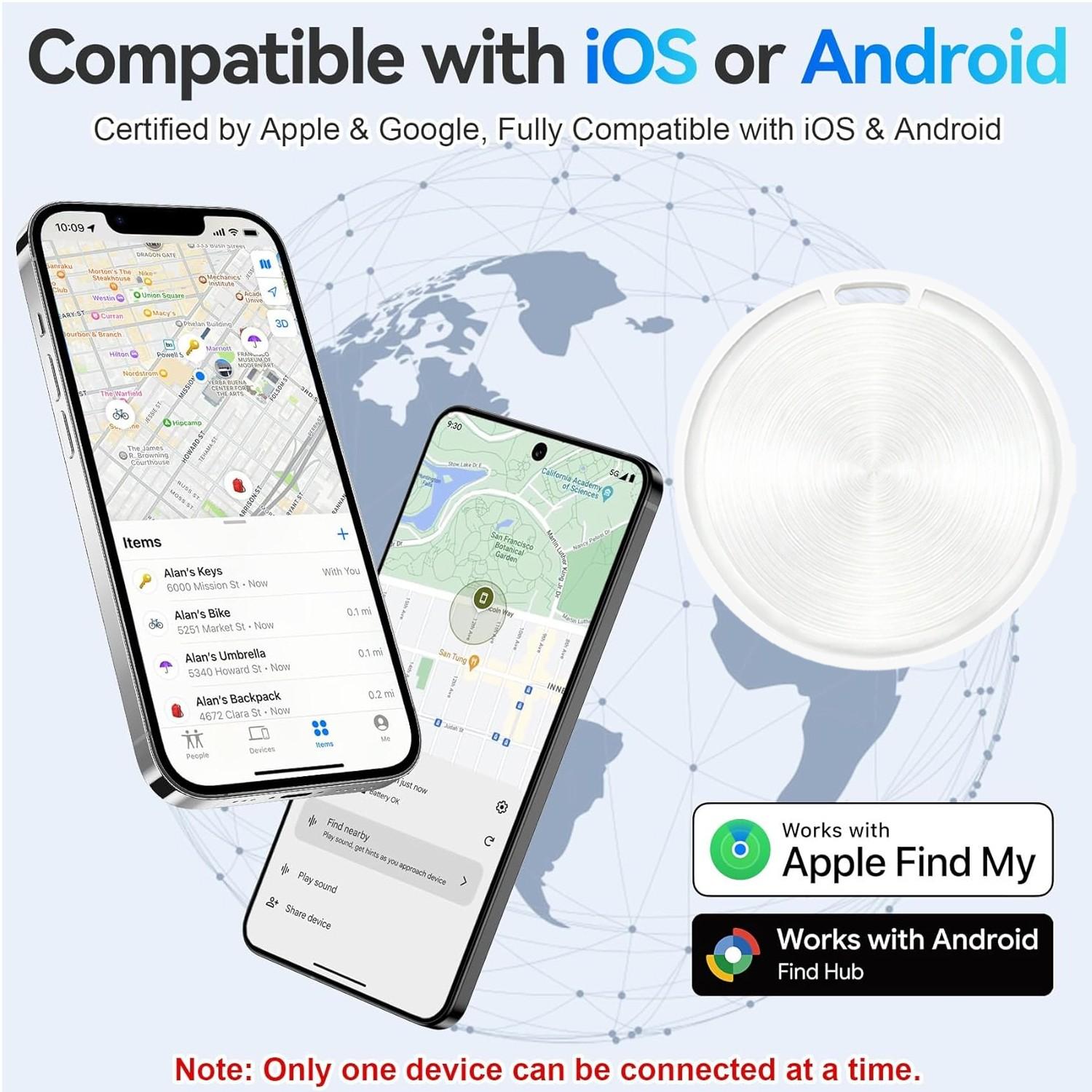 Smart Key Luggage Tracker Compatible with iOS and Android, Mini Electronic Tracking Device for Keys and Bags, Button Cell Battery