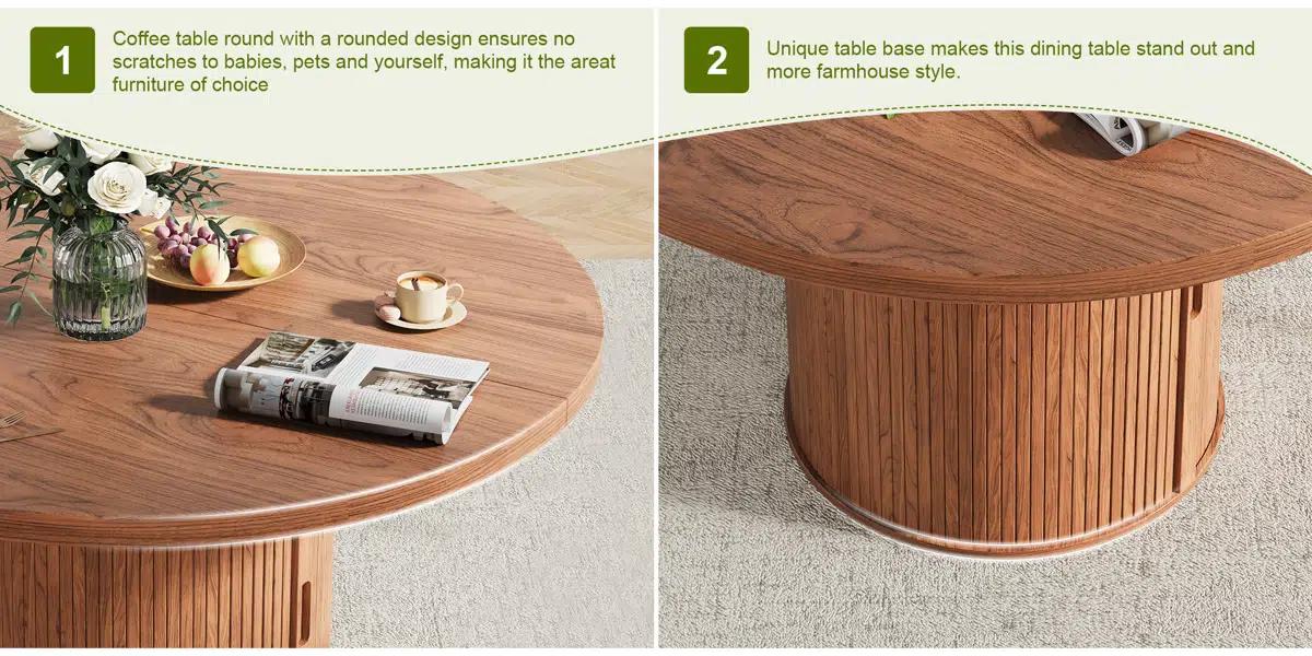 【SPOTLIGHT DAY】ONBRILL 47" Round Dining Table With Strong Drawer, Dining Room Furniture, Kitchen Furniture