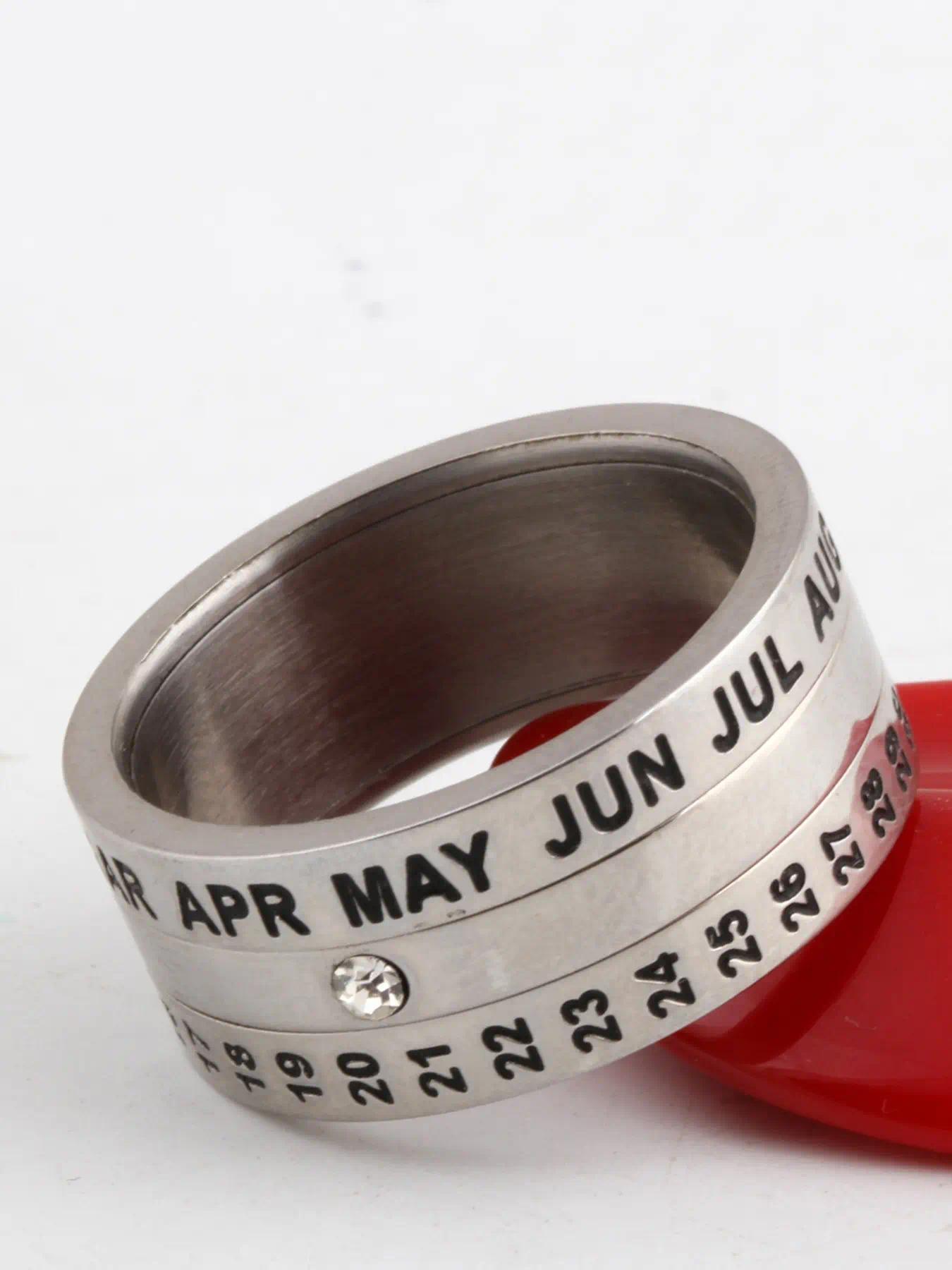 Men's Stress Relief Rotating Ring - Matches Simple Wedding Ring - Month Letters Can Rotate on Men's Ring - High-Quality Stainless Steel Material - Casual Sports Style Jewelry - Men's Ring - Stainless Steel Punk Party Ring - Jewelry