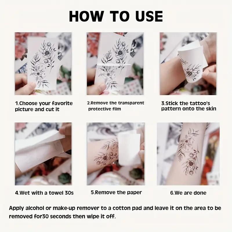 Large Full Arm Sleeve Waterproof Realistic Tattoos Temporary Tattoo Sticker Black Pirate Ship Compass Anchor Clock Compass Feather Text Word Sentence Tribe Totem Design Fake Tatoo Body Art Tatto Men Women Leg