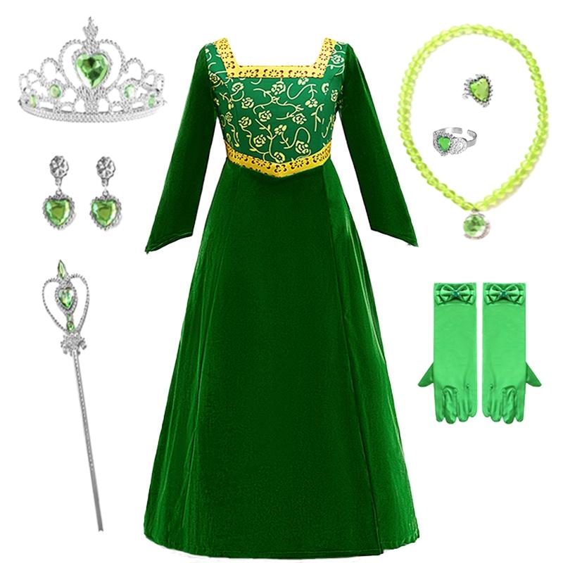 green fiona dress Green Forest Princess Costume with Accessories – Magic Tree Kids main image 1
