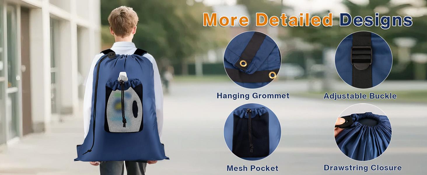 2-Pack Backpack Laundry Bags, Laundry Bag Backpacks with Shoulder Straps, Door Bag, Laundry Hamper Lining for College Dorm, Travel, Laundromat