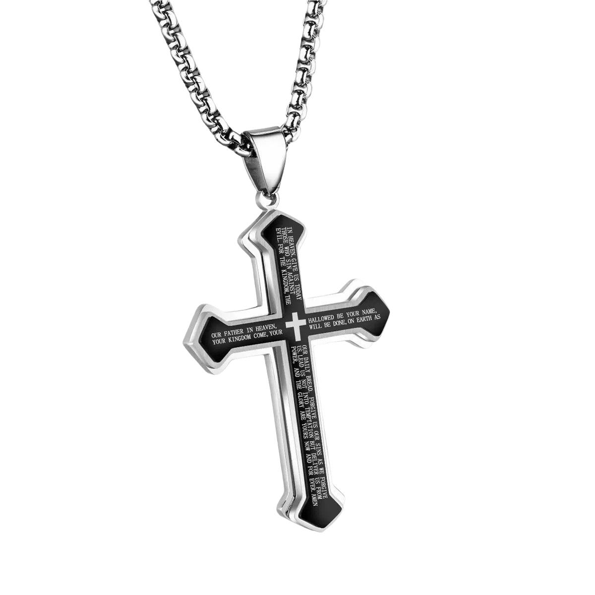 Men's Stainless Steel Cross Pendant - Bible Verse Custom Engraved Jewelry, Rust-Proof Non-Tarnish Pendant Design, Religious Accessory for Casual Wear, Versatile Gift for Religion Enthusiasts, Faith Jewelry, Jewellery Pendant