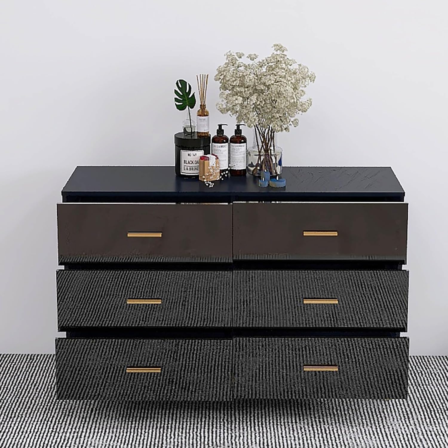 6 Drawer Dresser, 31" Tall Dresser & Chest of Drawers, High Glossy Modern  Dresser with Golden Handle and Legs, Vertical Dresser Storage Cabinet for  Living Room, Entryway, Hallway, (Black) - TikTok Shop