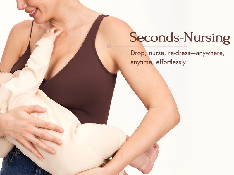 Momanda V Neck Nursing Crop Tank Top