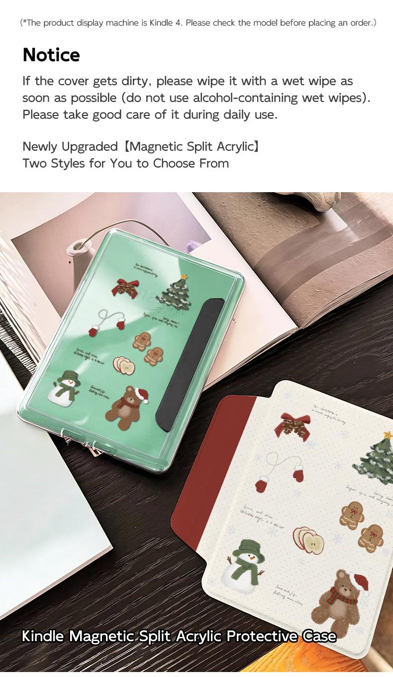 Magnetic Detachable Case for Kindle 11th Paperwhite 1-6, Clear Acrylic Back, Warm Winter Vibe, Auto Wake Sleep Function, Kindle Cover