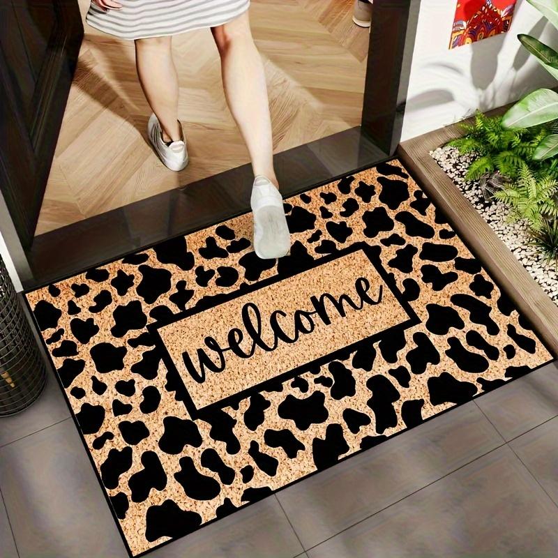 Patterned Cowhide Doormat, Stylish Brown, Suitable for Entrances, Bathroom Doors, Toilets, Hallway, and More. Ideal for Kitchens, Dining Rooms, Bathrooms, Hallways, Bedrooms, and Home Décor.