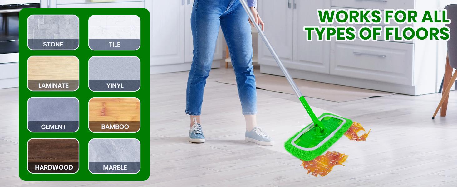 6 Pcs Microfiber Mop Pads Compatible with Swiffer Sweeper Mop Wet and Dry Flat mop Cover Replacement Reusable Sweeping pad Refills Handle Not Include