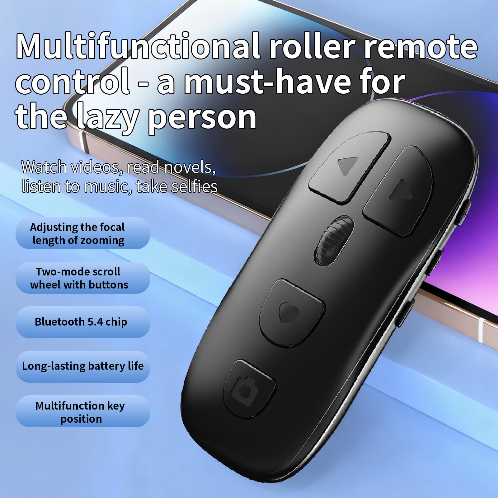 Wheeled Phone Remote Controller, Tiktok Video Swipe Control, Smart Selfie Remote with Zoom Function, Volume Control, for Android and iOS Phones/pads