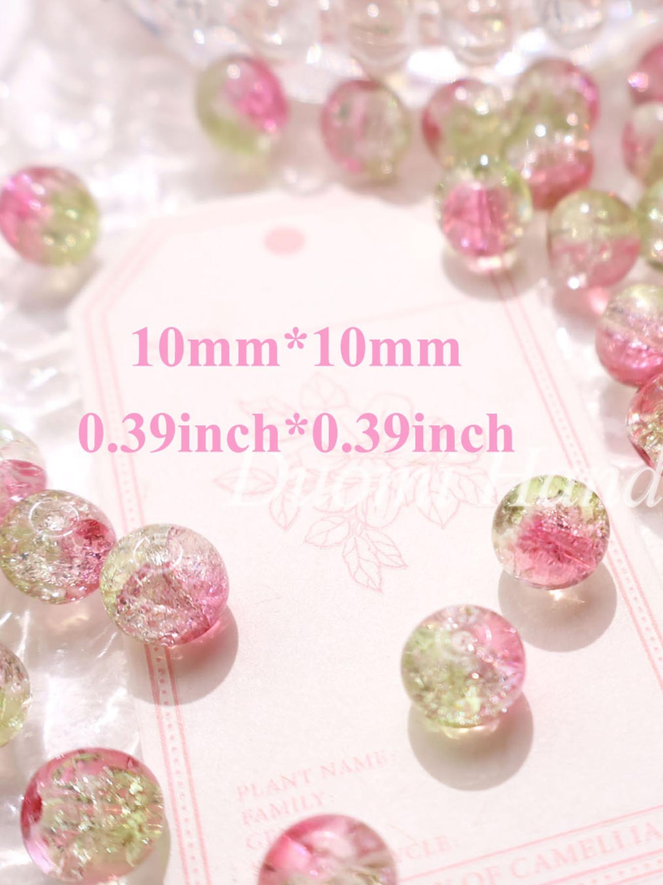 50pcs Spring Gradient Snowflake Crackle Glass Beads, Romantic Handmade DIY Materials, Perfect for Bracelets Necklaces Crafts, DIY Mix Beads
