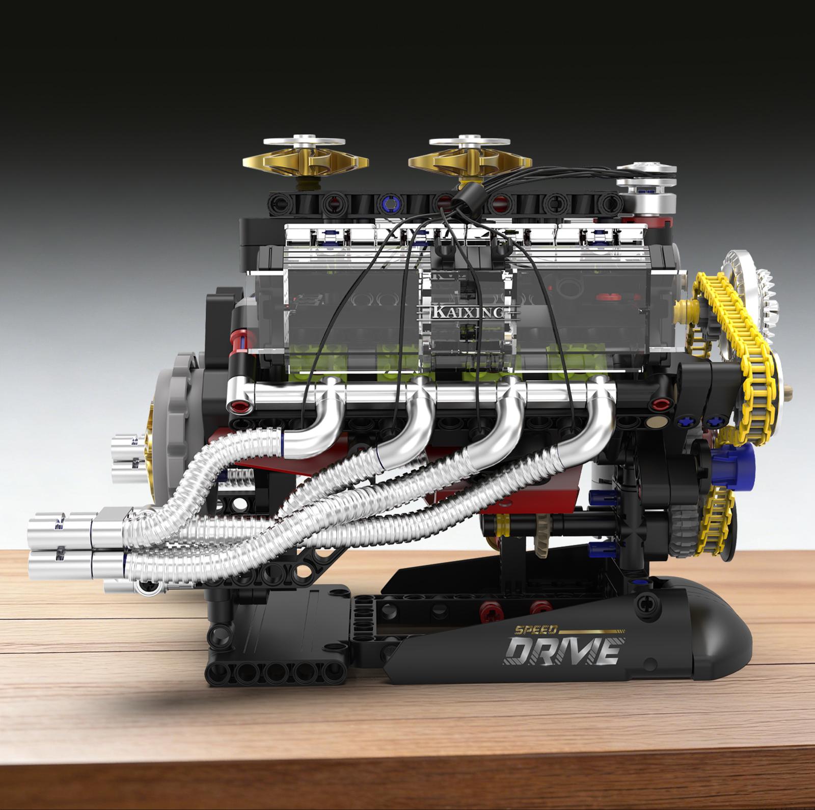 Shelby V8 Engine Building Kit, Remote Control Dynamic Transmission Model, Stem Education Toy, Perfect Gift for Car Enthusiasts