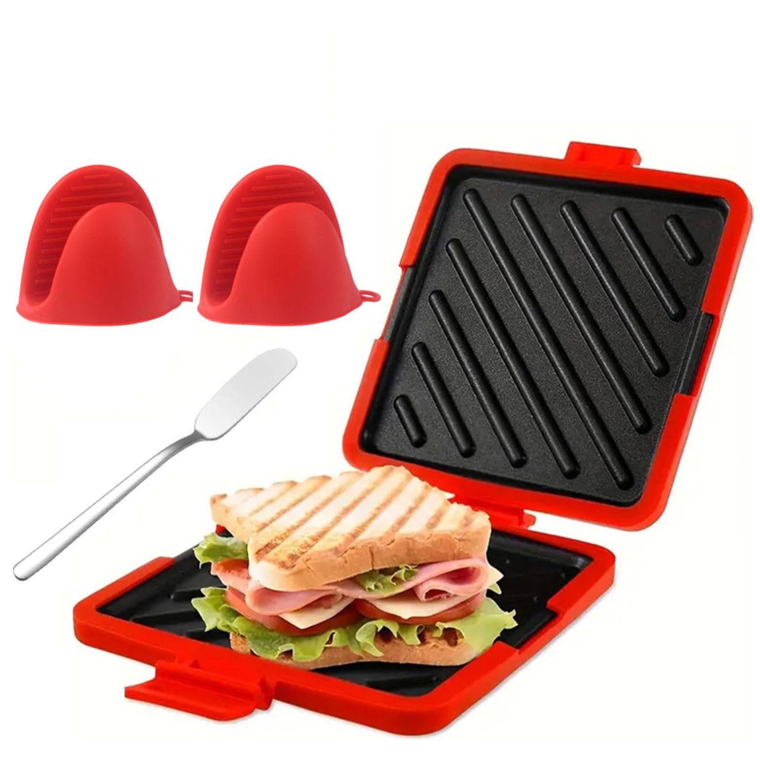 Microwave Bread Maker, Sandwich Maker, Panini Press, Multi-Function Small Toaster Oven, Easy Clean and Store, Perfect for Breakfast, Cheese Sandwiches, Snacks.Kitchen Appliance.