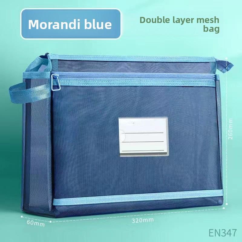 Premium Double Layer Transparent Study Bag Extra Large Capacity for Students Exam Papers Files and School Supplies Multi Compartment Handheld Document Organizer for Office and Classroom Use