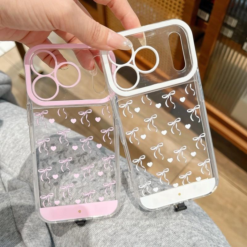 Bow LED Glow Phone Case, Cartoon Hollow Out Design, Romantic Heart Style, Compatible with iPhone X/XR/XS MAX/11/12/13/14/15/16/17 Pro/Plus/Pro Max