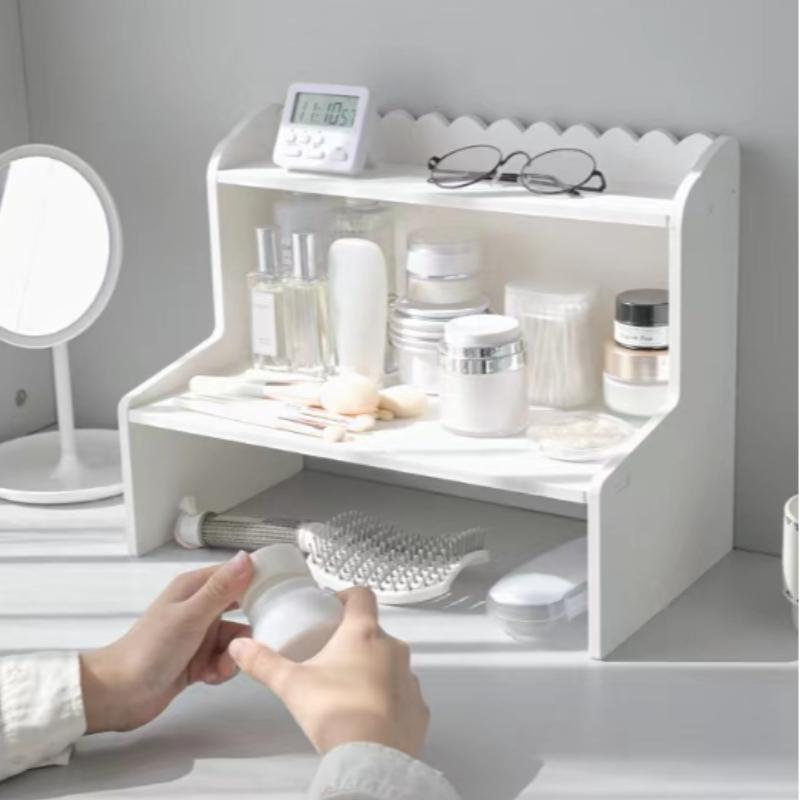 Multifunctional Stackable Dual-Layer Desktop Organizer, Cute Cloud Edge Design, Space-Saving Storage Rack for Home, Dormitory, Office, Desk Organizer Tidy