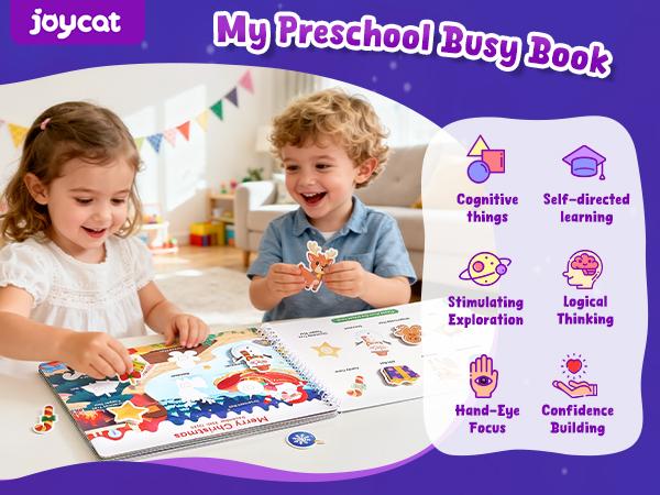JoyCat Preschool Busy Books Language Toys, Montessori Busy Board, Educational Learning Flash Cards, Sensory Toys, Creative Learning & Fun Activities