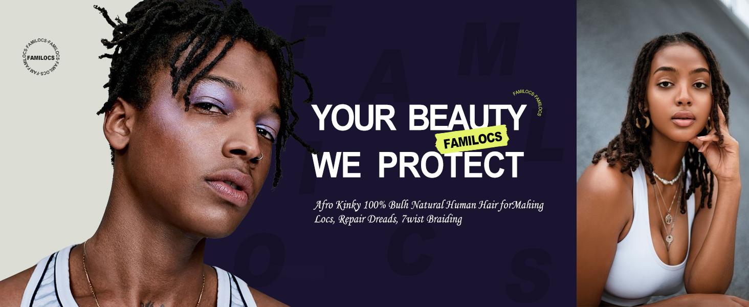 YUFEIHE Afro Kinky Bulk 100 ％ Human Hair for Draedlock Extensions, Repair Locs, Twists and Braids 3 Bundles/Package (1B - Natural Black)