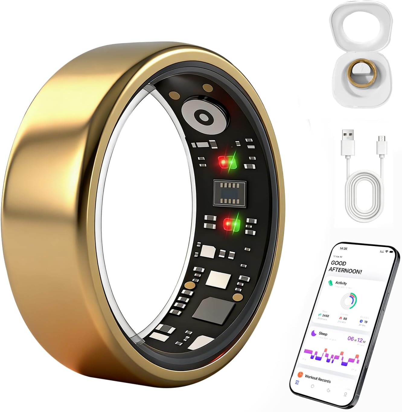 Optimized Precision Optical Sensor Smart Health Ring, Smart Ring for Women Men, Health Fitness Ring Gen 3 with Free App No Subscription Fee, Stress & Sleep Monitor, Heart Rate & Step Tracker, IP68 Waterproof, Android/iOS Compatible,, Wearable, Fitness Wea
