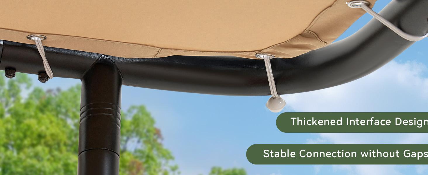 oneinmil Aoxun 10x6 Lean to Gazebo Outdoor Pergola UPF50+ Sun Protection Water Resistant UV Resistant Wall Mounted Canopy Sloped Roof Awning for Patio Backyard Deck or Garden Khaki  conversation set