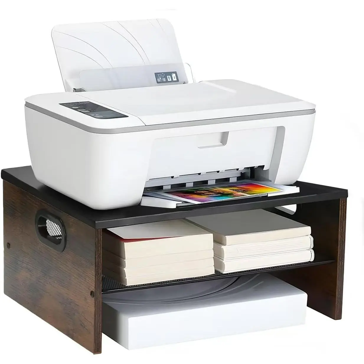 2 Tier Desktop Printer Stand,Multi-Purpose Desk Organizer for Folders,Books,for Fax Machine, Scanner,Home Office