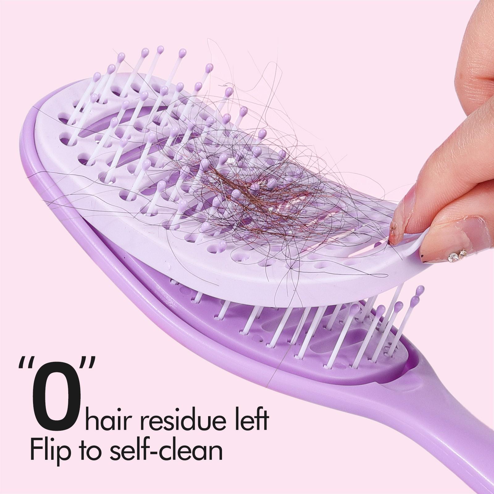 Self-Cleaning Hair Brush, Easy Hair Removal Detangling Comb, Scalp Massage, Anti-Tangle Smoothing Brush for Wet & Dry Hair Care