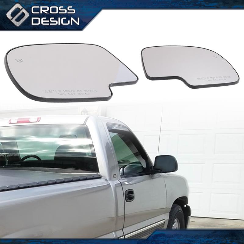 CROSSDESIGN Power Heated Mirror Glass Set Fit For 99-07 Chevy Silverado GMC Yukon Avalanche