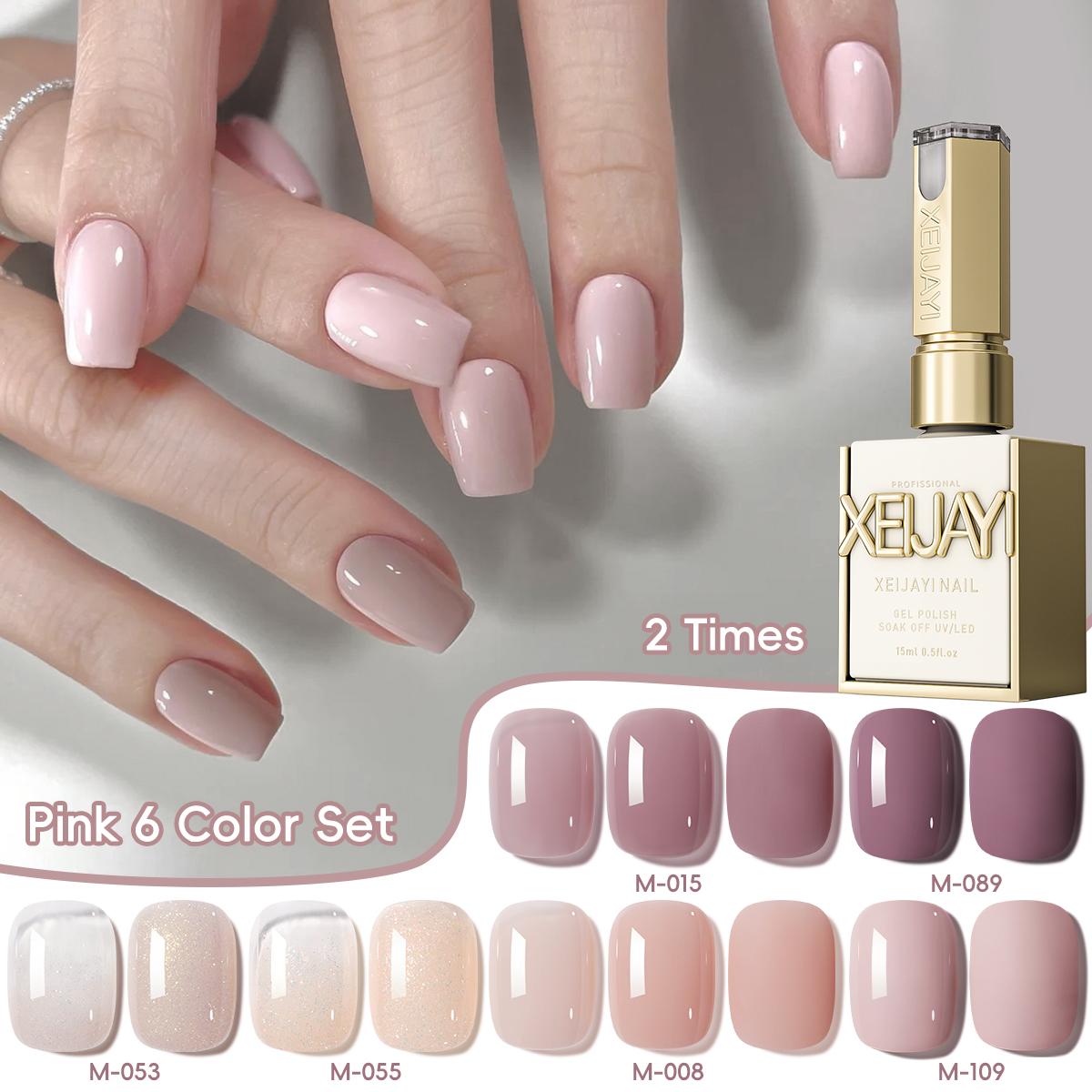 6PCS*15ML Pink 6-Color Set - New Popular Nail Gel in Pink Series, a Set of 6 Nail Polish Gels with LED Ultraviolet Gel, High Saturation, Long-Lasting And Strong Without Damaging Nails, Essential Salon Gel for Home Manicure