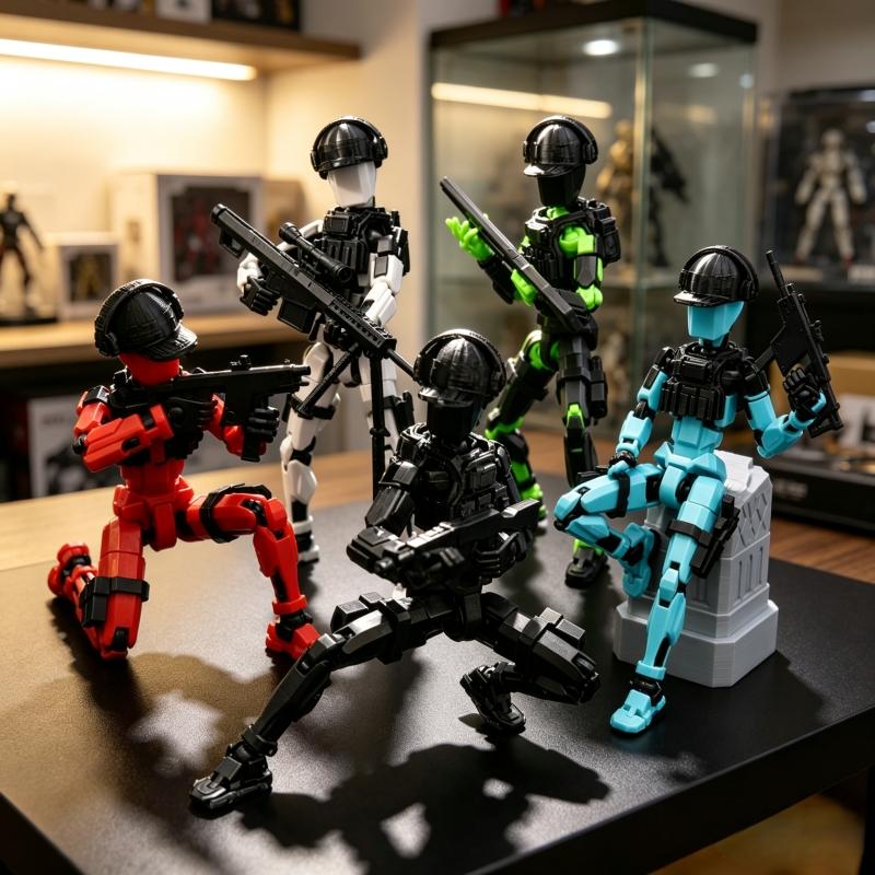 Dummy 13 Action Figure Set, 3D Printed Military Swat Soldier Model, Flexible Tactical Robot Doll, Poseable Collectible Figurines Toy Gift for Boys and Teens