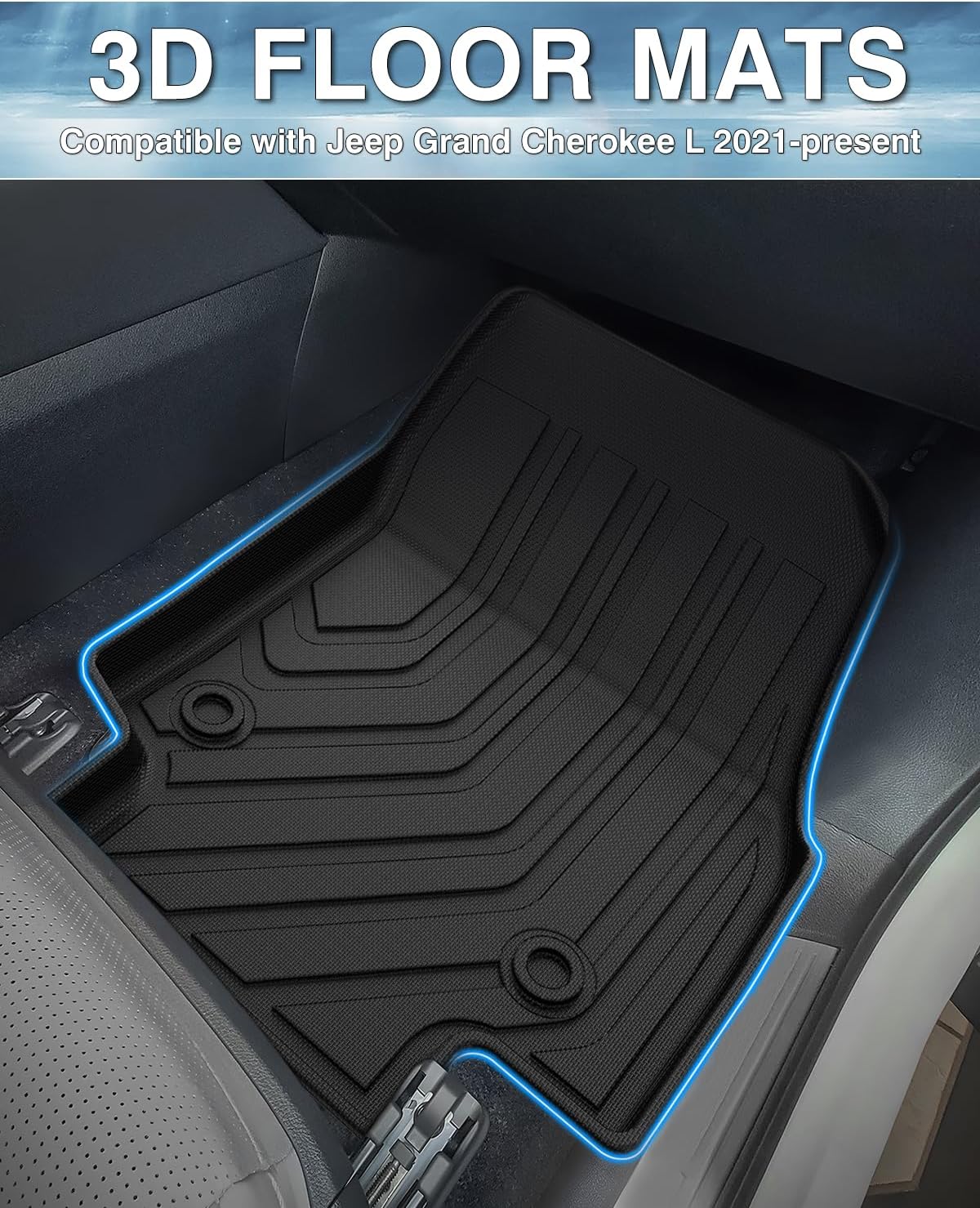 Canvcle TPE Floor Mats for Toyota Corolla 2014-2019 All Weather Guard Liner Non-Slip Black Car Interior Kit Accessories Sedan Only