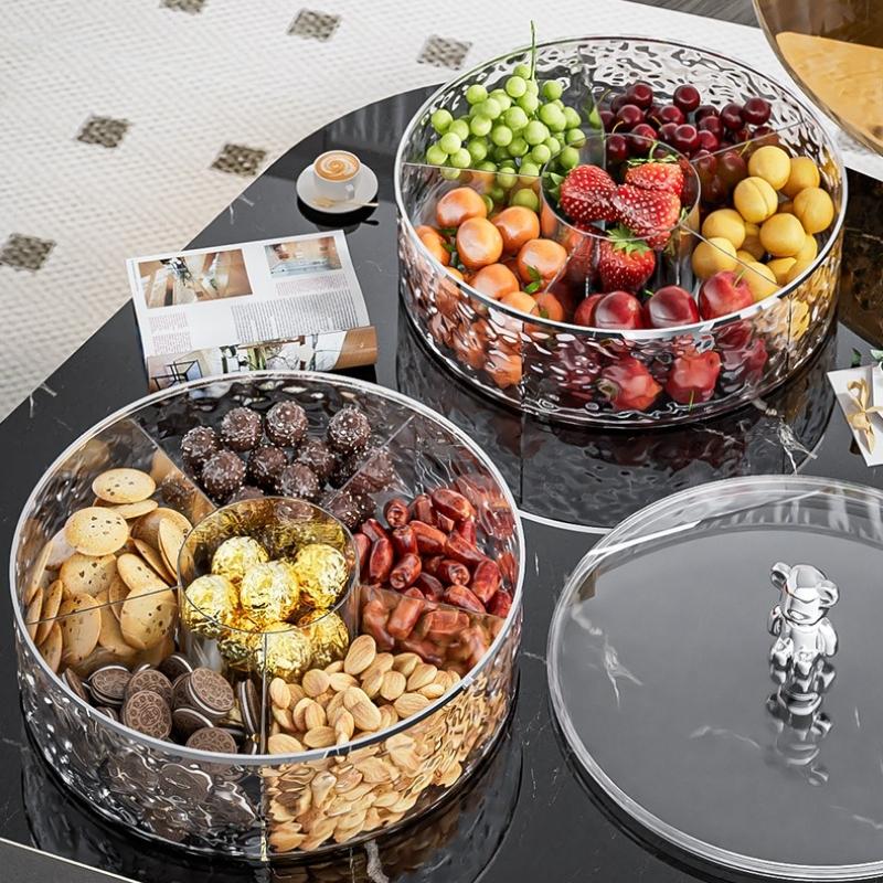 Sealed Divided Dried Fruit Tray, Light Luxury Snack Storage Box, Premium Fruit Plate for Home Coffee Table