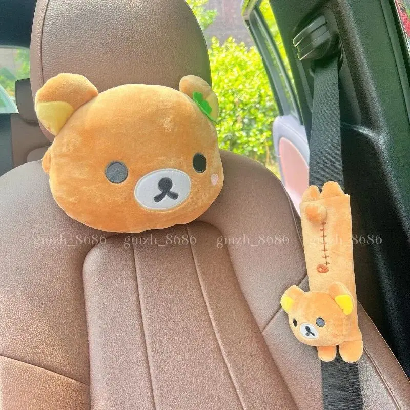 Rilakkuma Headrests Car Neck Pillows Rilakkuma Pillows Car Interior Pillows Driving Neck Pillows Car Interior Decor Accessory