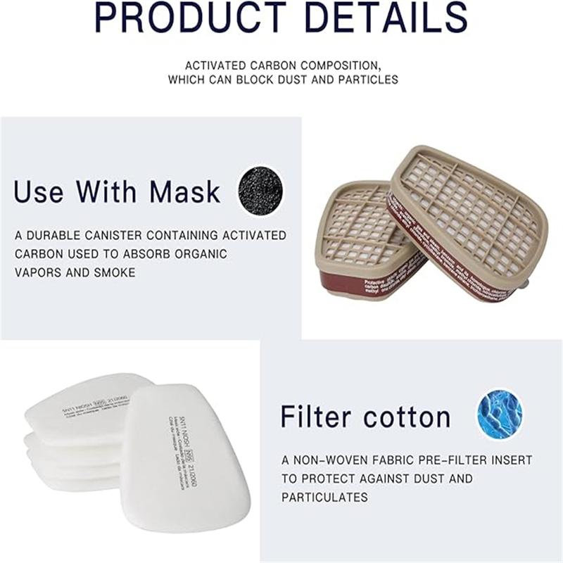 Full Face Respirator Mask, Gas Masks for Survival, Nuclear & Chemical Protection, Ideal for Asbestos, Fume, Resin, Dust & Chemicals