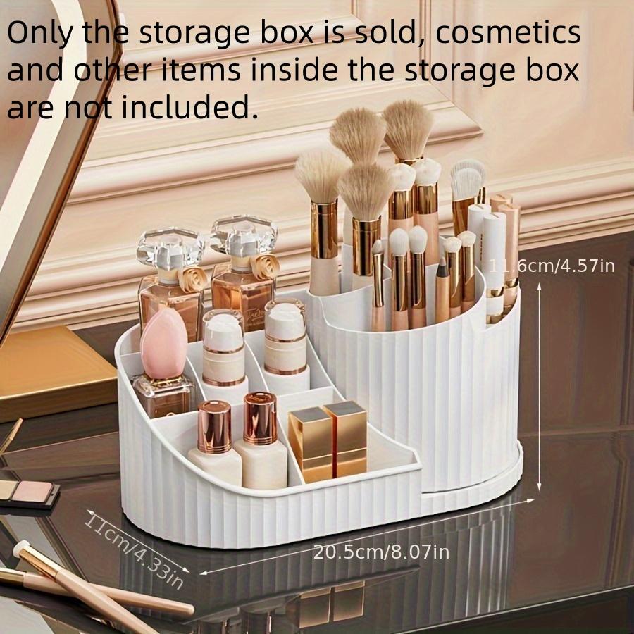 Rotating Makeup Brush Storage Box, Large Capacity Makeup Tool Storage Rack, Desktop Makeup Organizer for Bedroom Bathroom, Cosmetics Organizer Storage