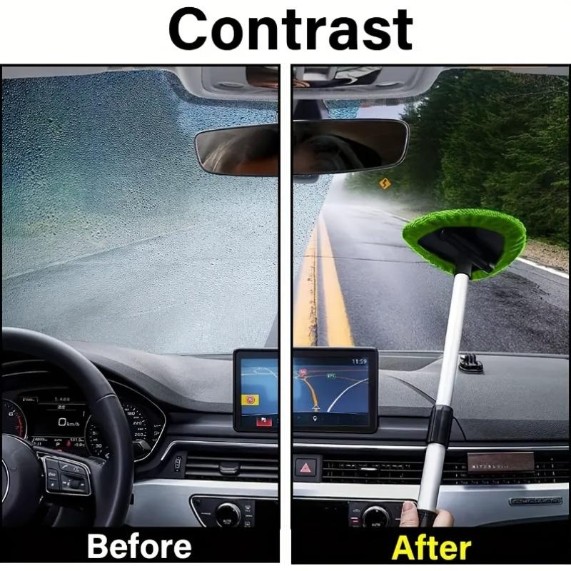 8pcs Windshield Cleaning Kit, Car Cleaning Supplies, Including 5 Reusable And Washable Microfiber Pads And Car Windshield Wiper Set with Retractable Handle