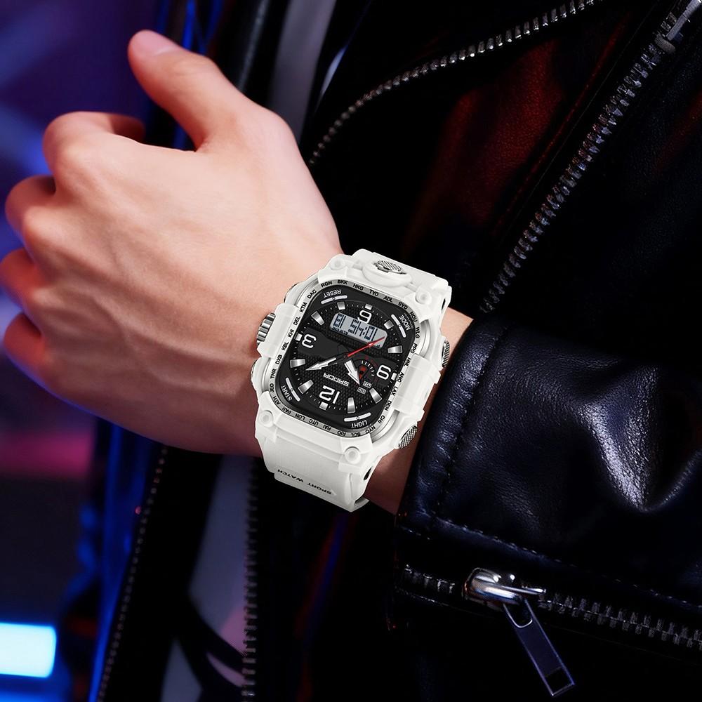 Men's Fashion Watch Dual Display Countdown, Waterproof Night Glow Square Multifunctional Outdoor Sports Watch, Daily Wear [6310]