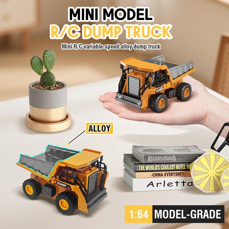 Mini Dump Mini Forklift Toy, 1:64 Scale Truck Remote Control Car with Lights, Electric Construction Vehicle Toy, Fun Birthday Christmas Gifts