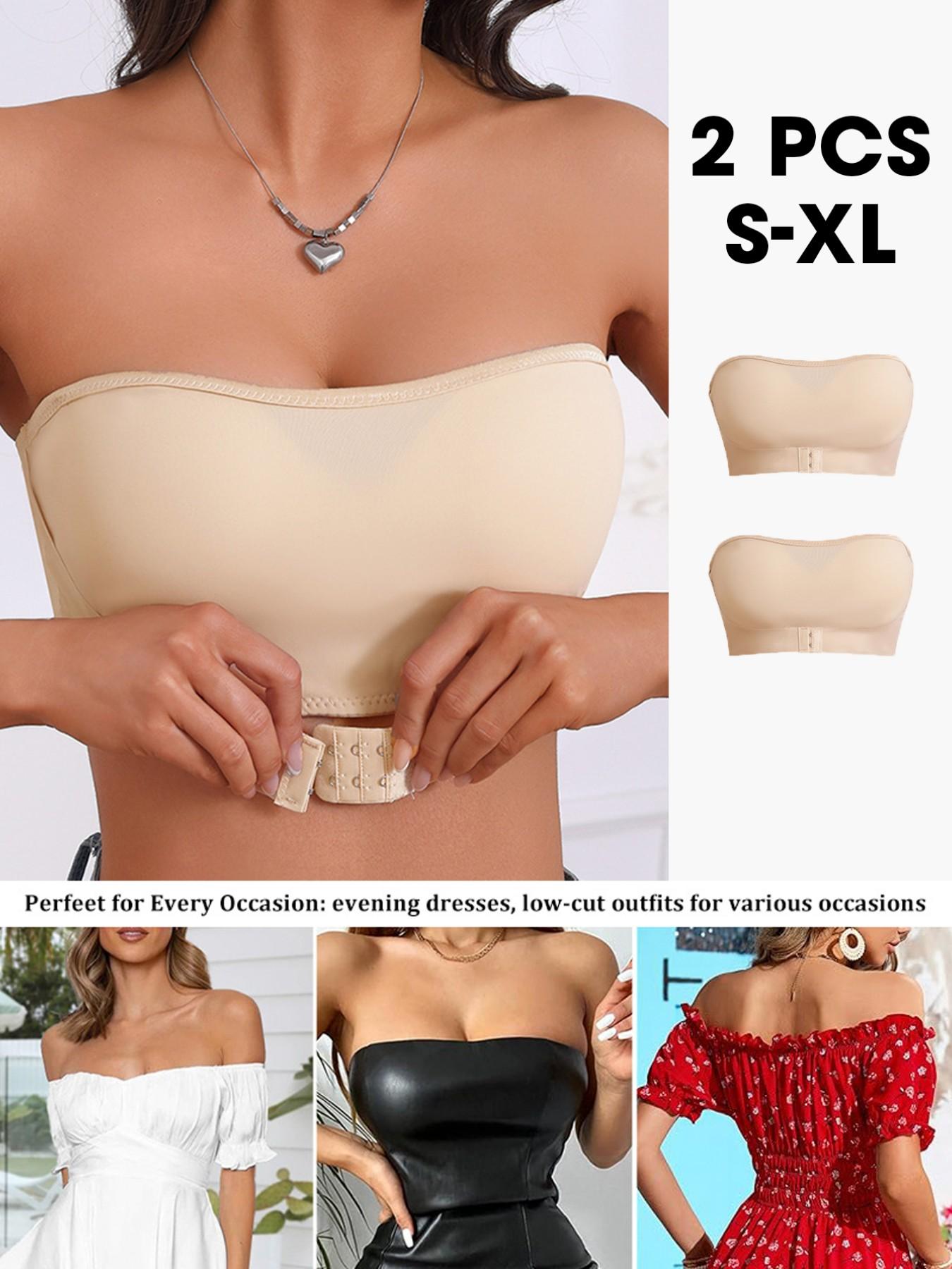 Women's Seamless Wireless Support Bra, 2 Pack Front Buckle Design, Single Shoulder Pad, Anti-Slip Function, Comfortable Fashion, Seamless Strapless Bra