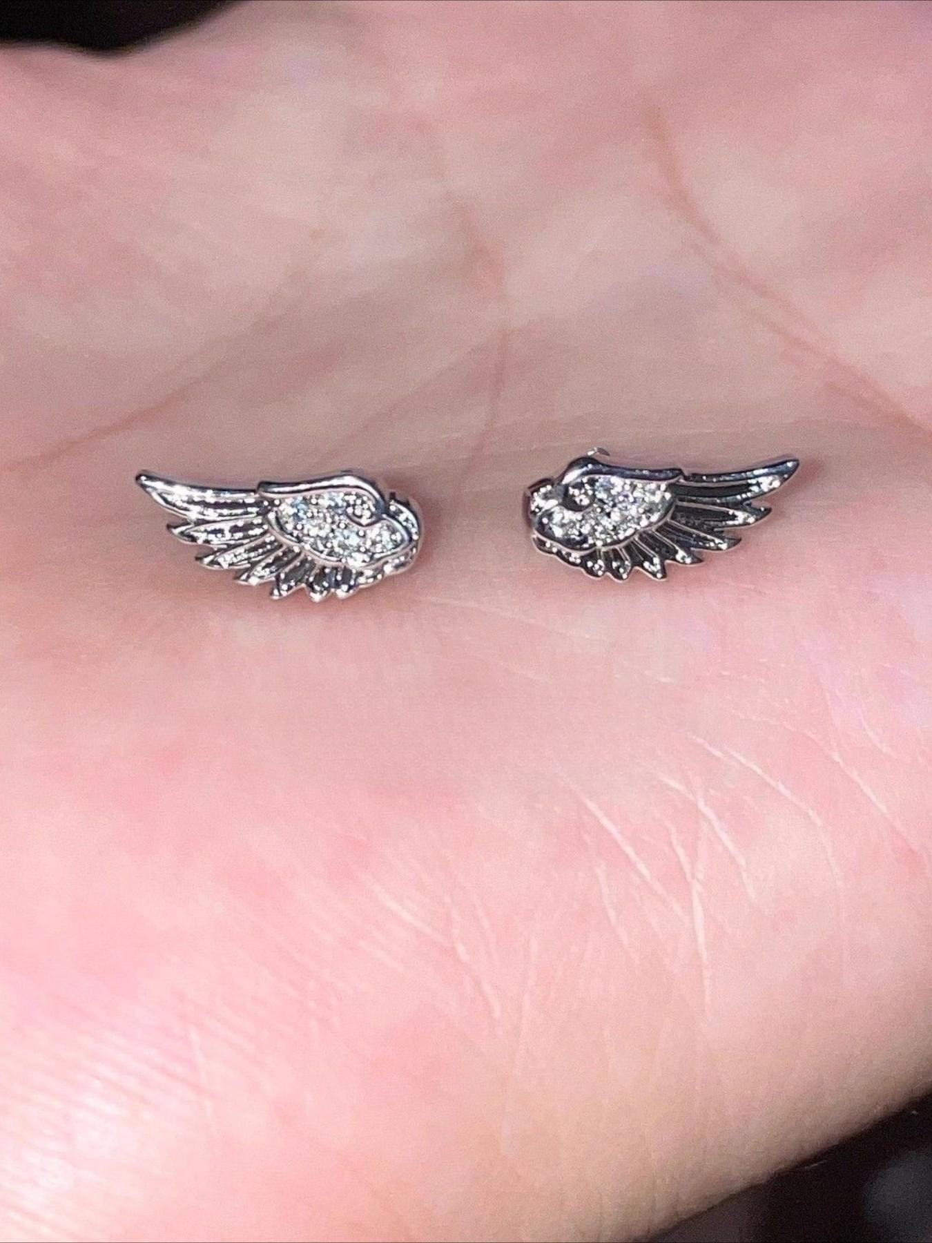 Trendy Unique Design Feather Wings Zircon Mini Earrings for Men and Women, Simple Personalized Party Daily Versatile Screw Back Ear Studs