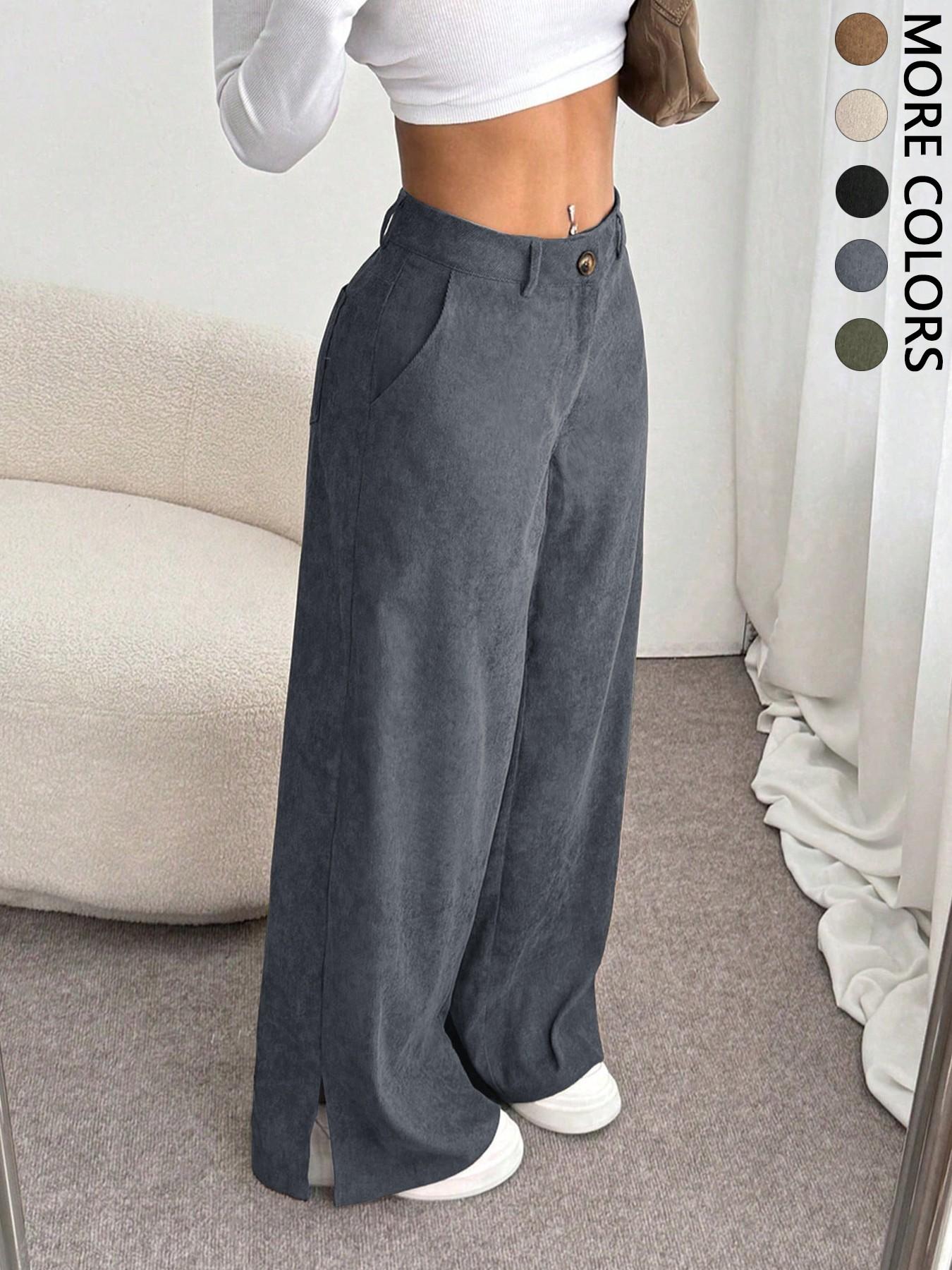 Women's Casual Pants Vintage High-End Split Wide Leg Loose Corduroy Long Pants, Comfortable and Stylish, Aesthetic, Perfect for Daily Wear Valentine's Day