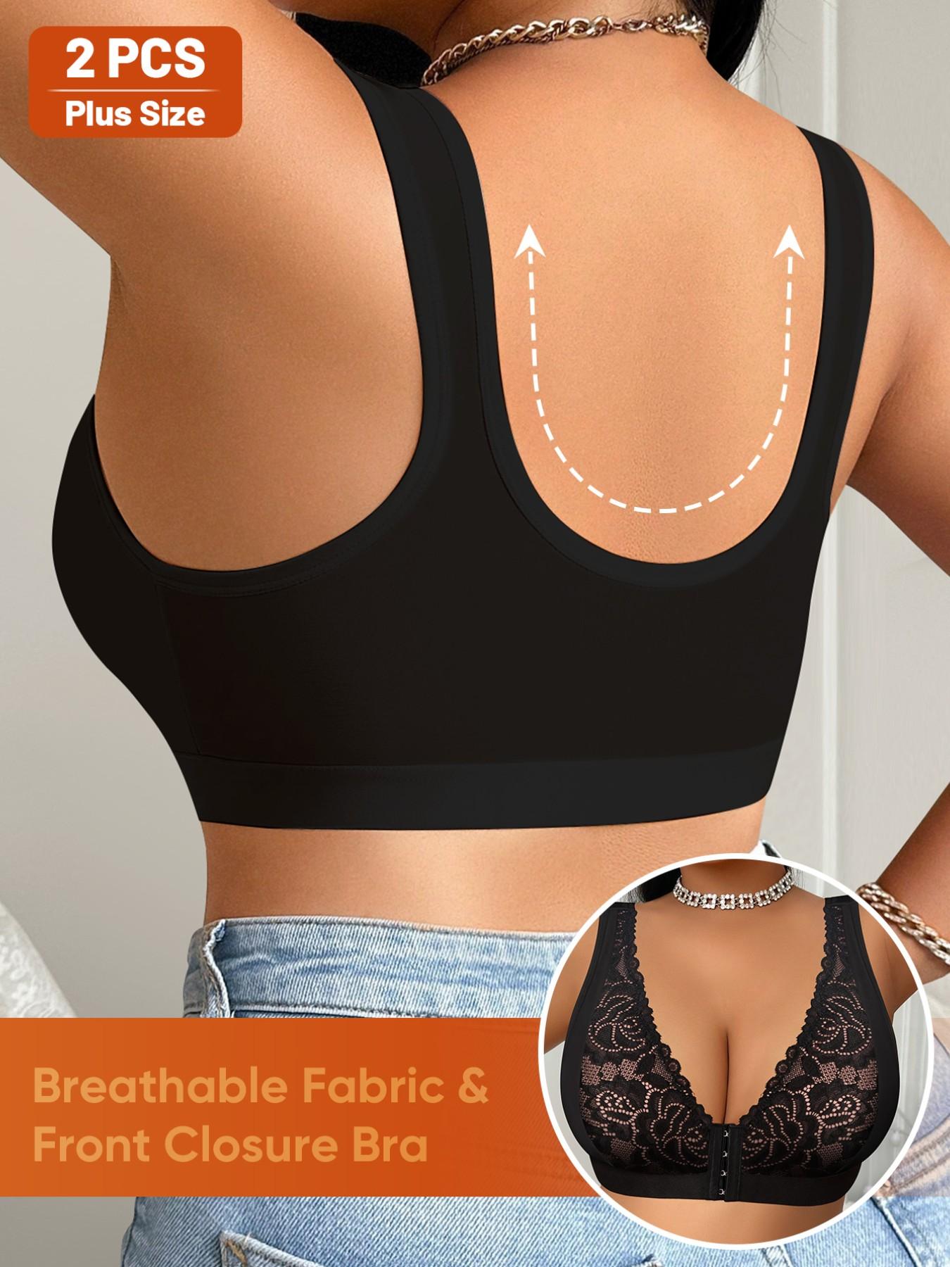 Women's Lace Patchwork Bralettes Set, Plus Size Sexy Backless Design, Casual Comfortable Everyday Wear, All Season Fashion