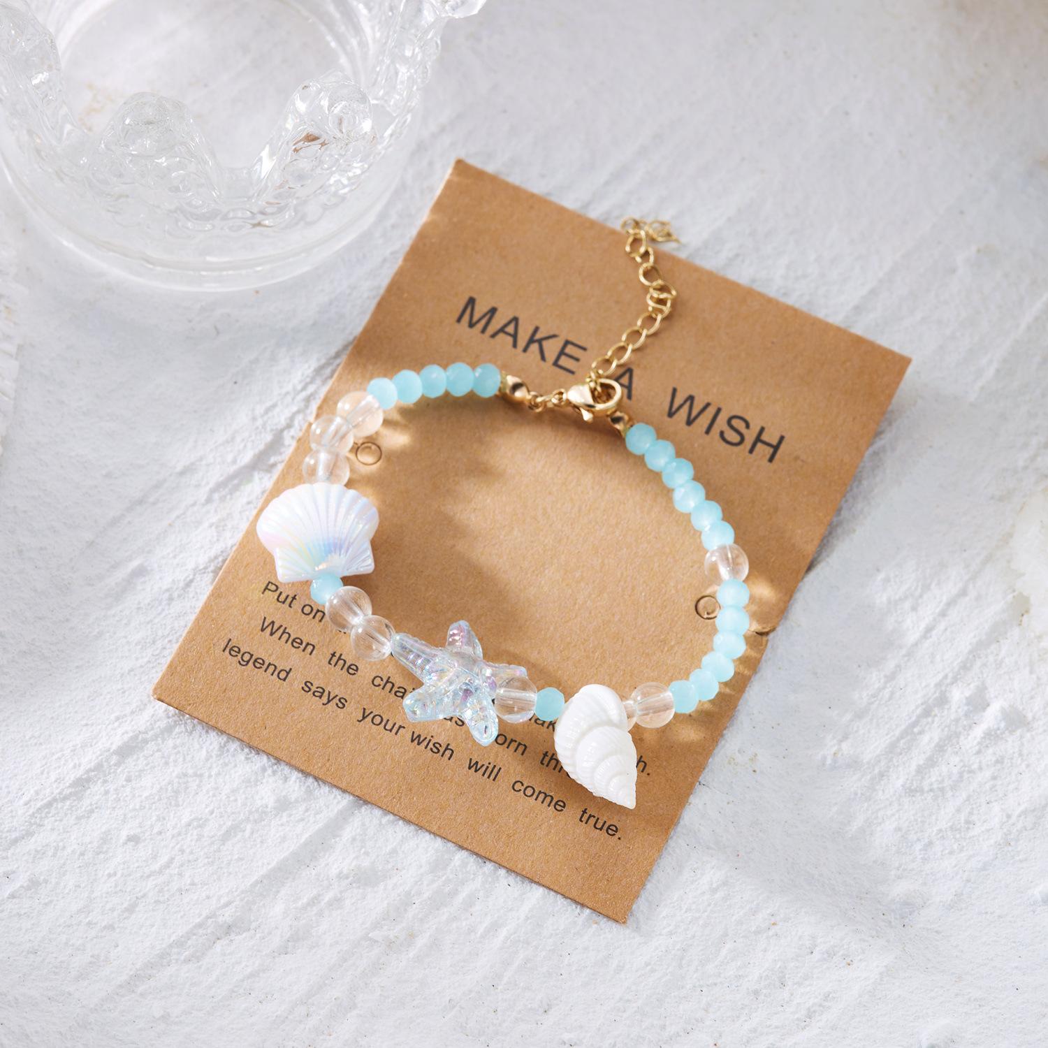 Summer Beach Inspired Handmade Shell Bracelet with Seashell Sea Star Beads for Women Stylish Ocean Themed Jewelry Lightweight Comfortable Adjustable Fit Trendy Vacation Accessory