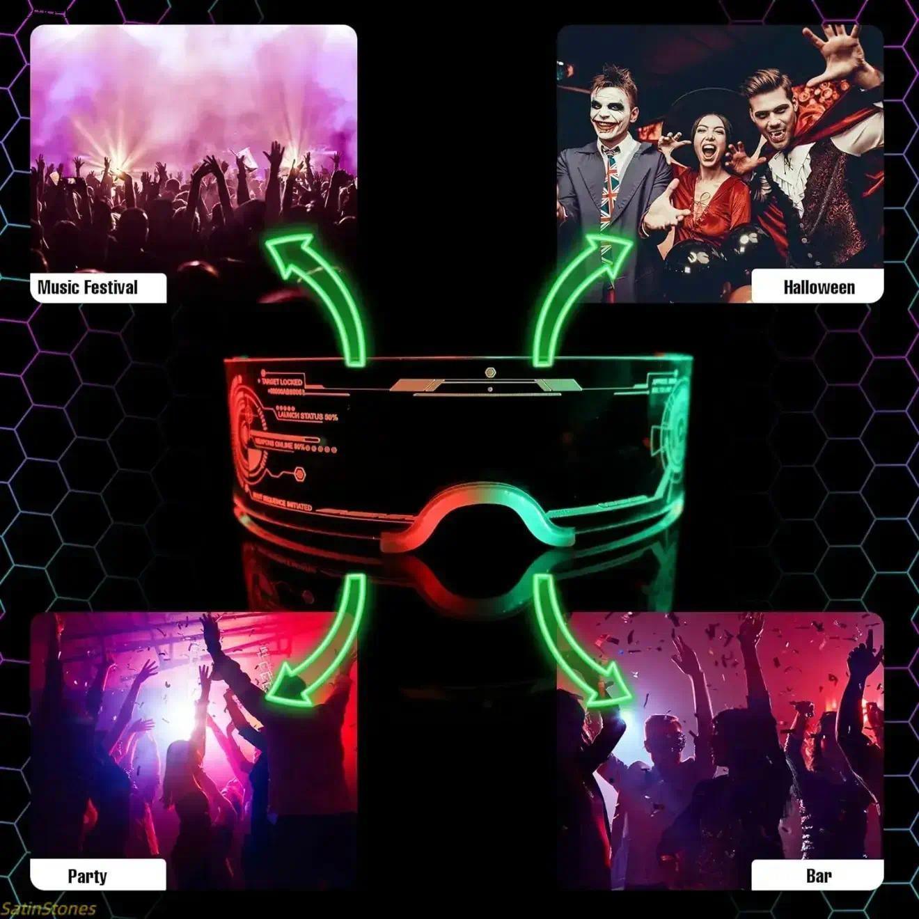 2026 LED Light-Up Sports Eyewear Accessories - Neon Glow Sunglasses, Comfortable Lightweight 1-Size, Futuristic Rave Cosplay Shades, Festival Gift for Adults, Club & Halloween