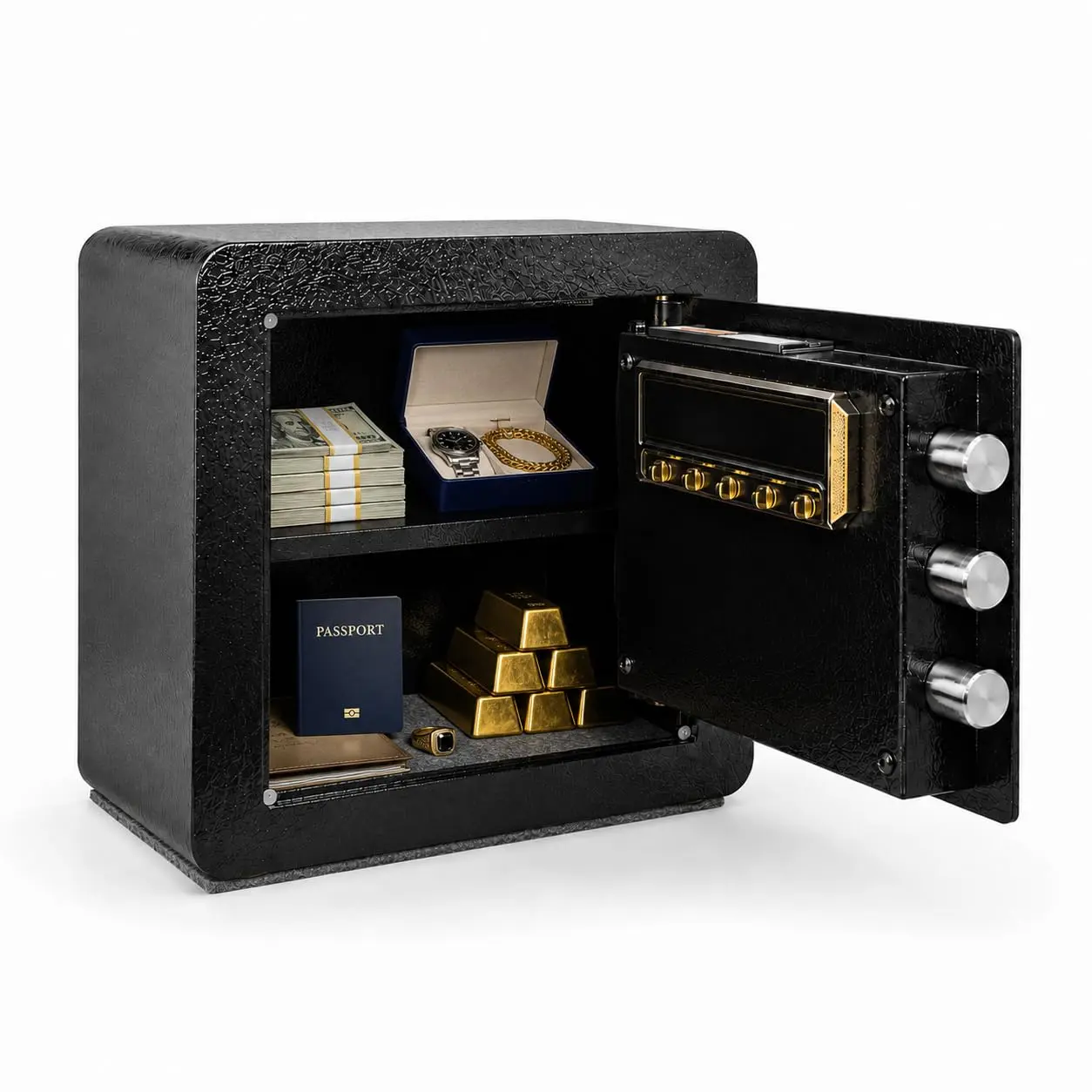 Steel Safe Box, 1.2 Cubic Feet Security Safe | Digital Keypad, Removable Shelf, Alarm System, Protect Cash, Gold, Jewelry, Documents