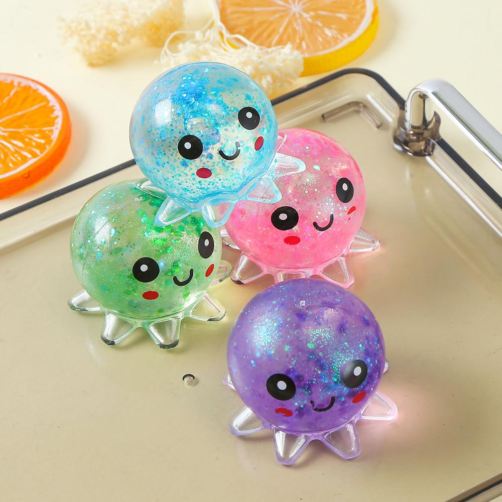 Blind Box Random Color Style Creative Stress Relieving Sensory Toy Set, 7-Piece Set Squishy Fidgets Sensory Stress Squeezing Toy, Soothing Anxiety, Dreamy Water Drop/Octopus/Shell/Amphibious Soft Shell Toy Ball