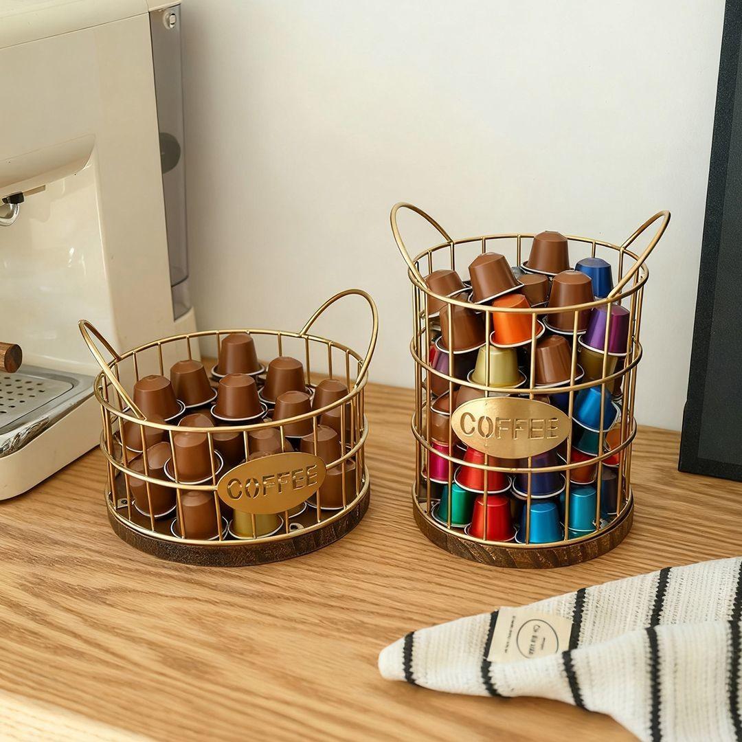 Metal Coffee Capsule Storage Basket, Geometric Design, Snack and Candy Dish, Creative Fruit Bowl, Modern Decorative Plate