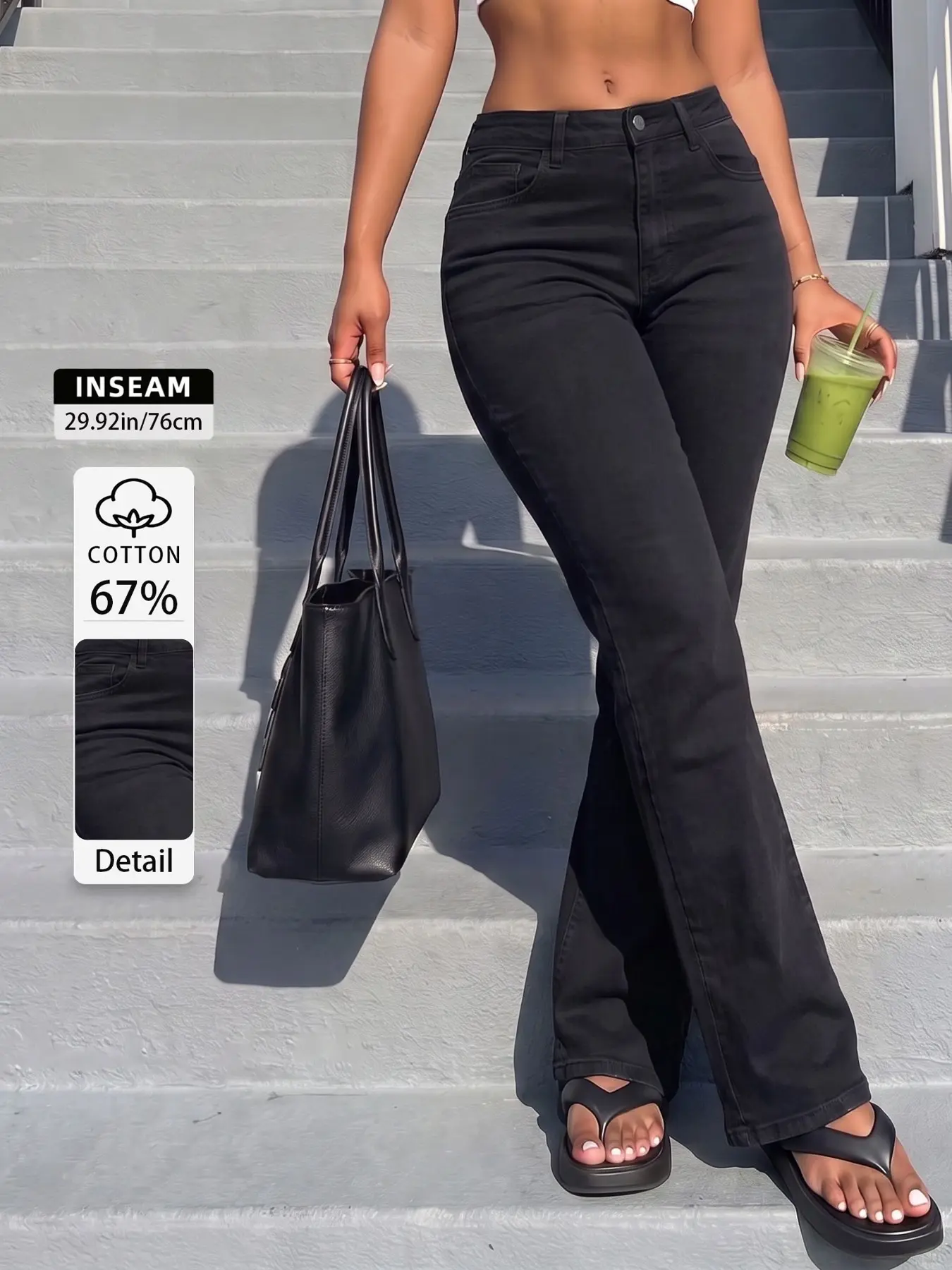 Women's American Dark Style High Waist Straight Leg Denim Jeans Bottoms, Micro Stretch, Casual Fashion, Perfect for Outing, All Seasons Wear