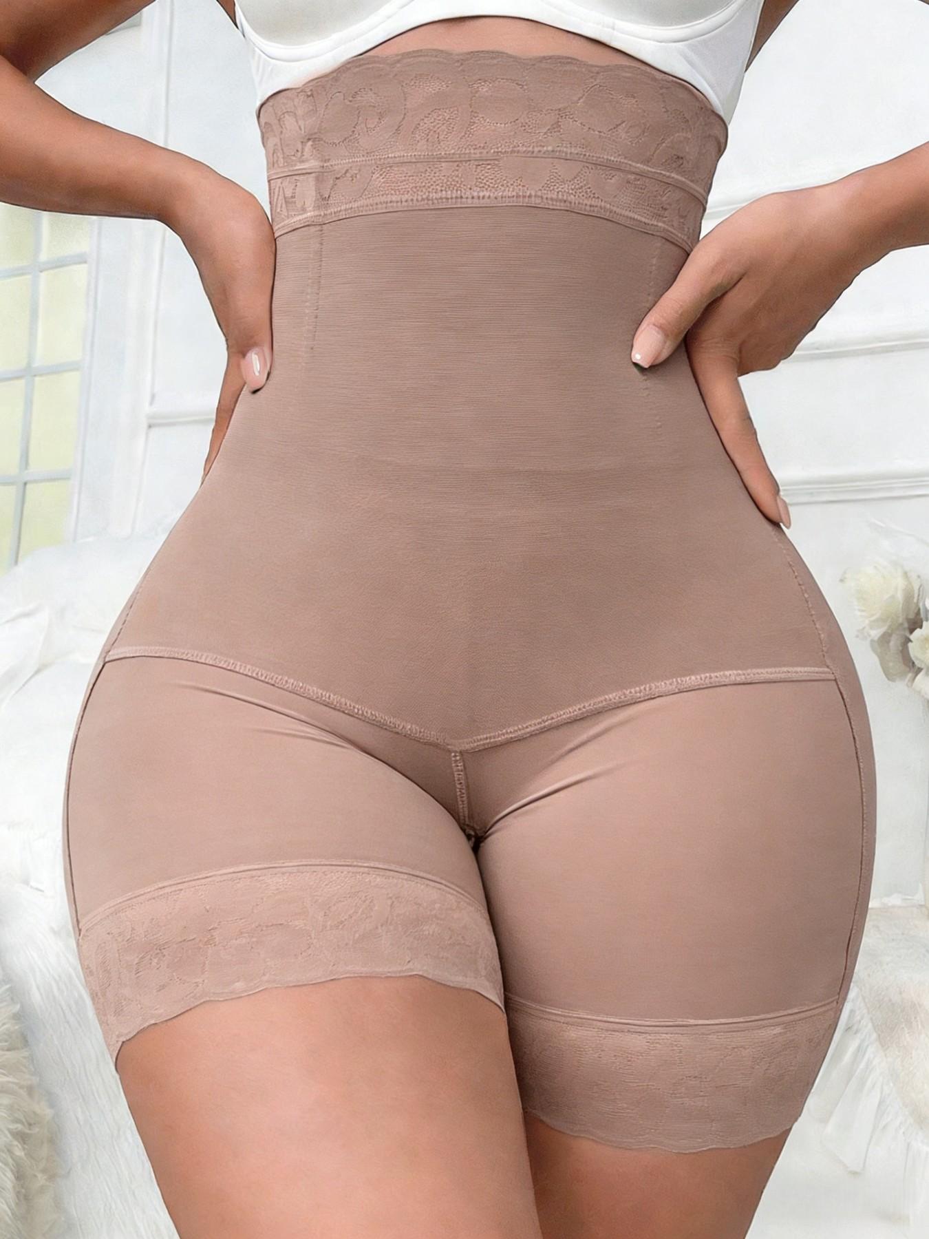 High Waist Shapewear Shorts, Fajas, Firm Control Girdle, Comfortable Shapewear Breathable Zipper, Tummy Control Butt Lift Seamless Minimizer Shapewear Bottoms, Compression Lace Panties, Suitable For Training Or Sports