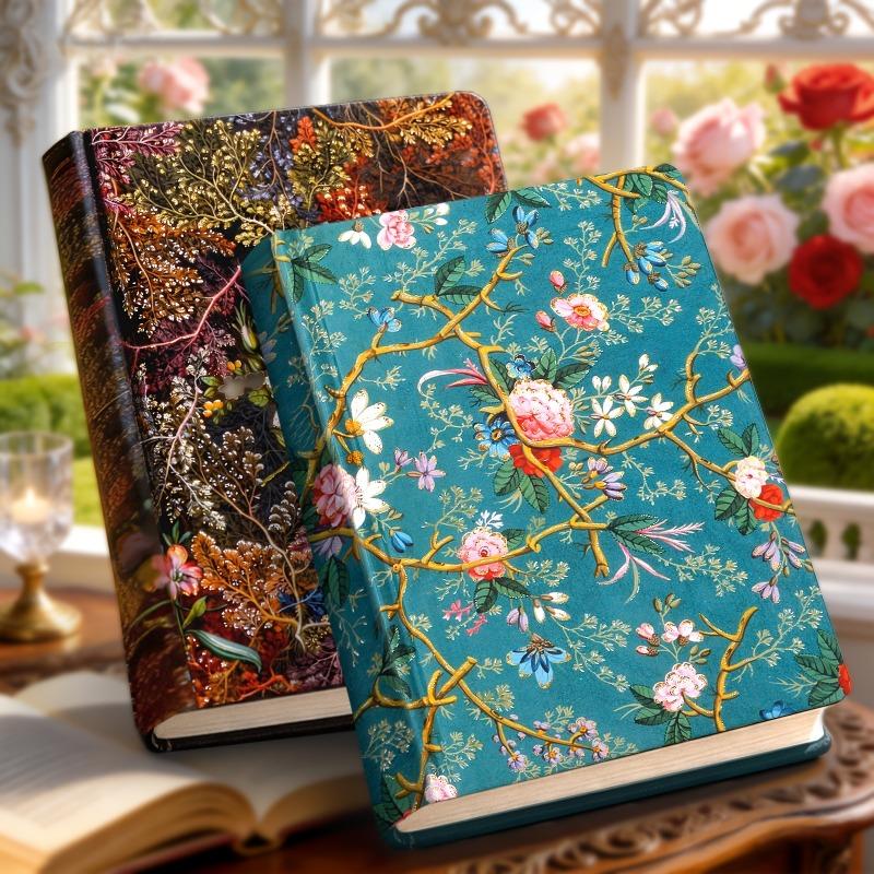 1, A5, 256 pages, Vintage Floral Hard Cover Notebook, Colorful Inside Pages, Laser Engraved Hard Cover Diary, Scrapbooking, Drawing and Diary, School Office Supplies, Gift Ideas for Women, Hardcover Sketchbook, Hardcover Journal
